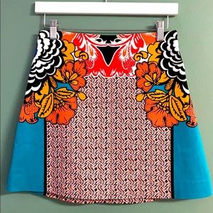 Express Floral Mini Skirt in Turquoise, Orange, Black